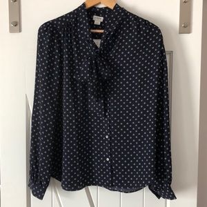 NWT J. Crew Mercantile Tie Neck Blouse